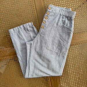[SOLD] Lintico - Heidi Linen Simple Button Fly Pants - Striped